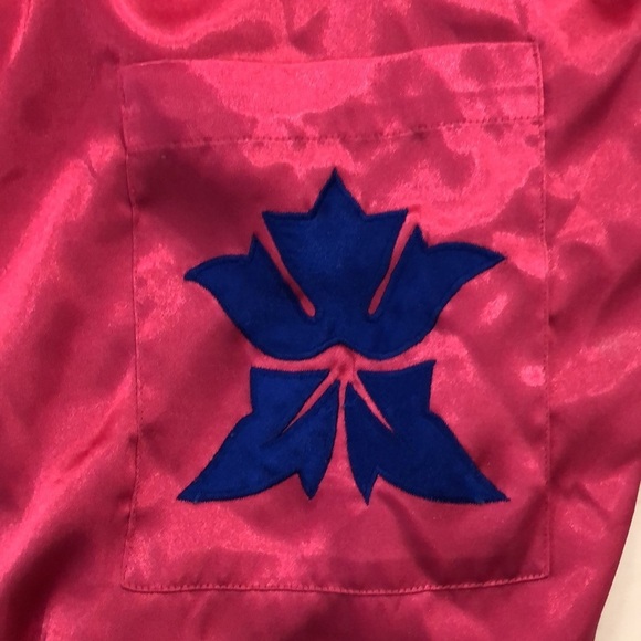 Victoria’s Secret hot pink satin nightgown with  blue trim VTG size L Gold label - Picture 2 of 13